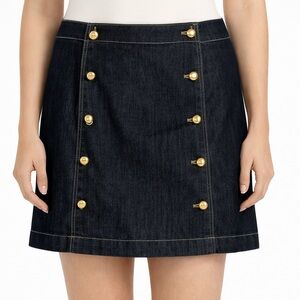 Michael Kors Navy Denim Skirt with Gold Accents